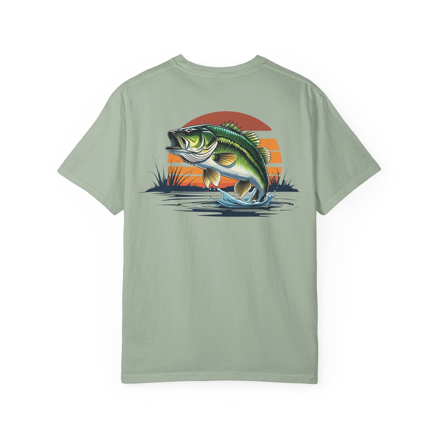 Bass Sunset T-Shirt — Vintage Fishing Tee with Leaping Bass Graphic