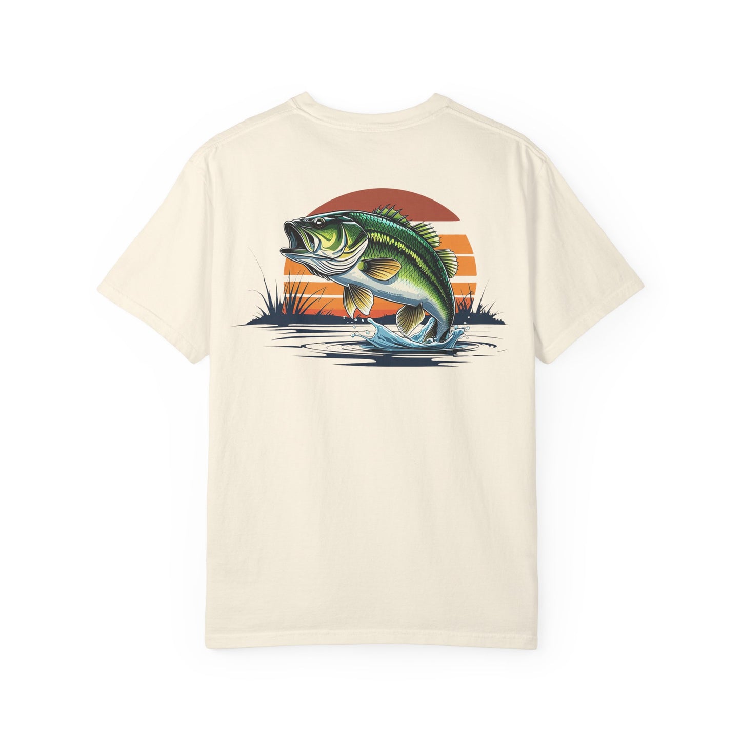 Bass Sunset T-Shirt — Vintage Fishing Tee with Leaping Bass Graphic