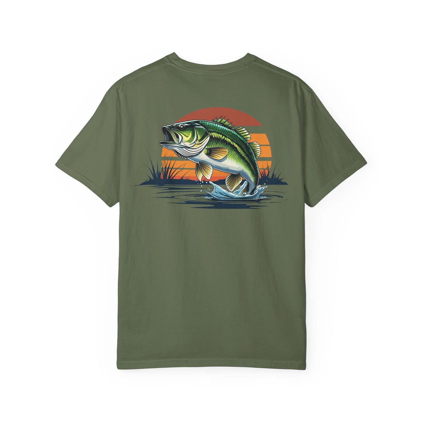 Bass Sunset T-Shirt — Vintage Fishing Tee with Leaping Bass Graphic