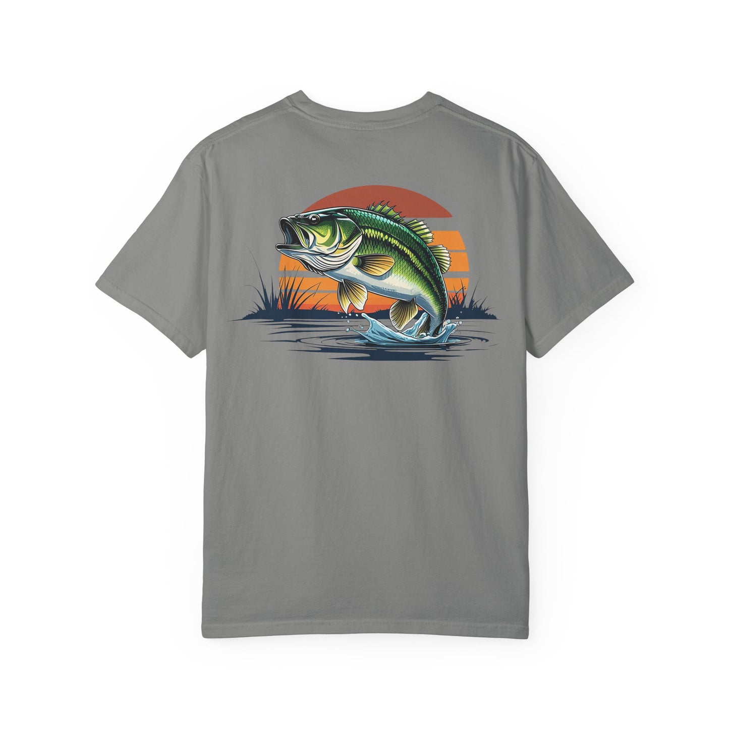Bass Sunset T-Shirt — Vintage Fishing Tee with Leaping Bass Graphic