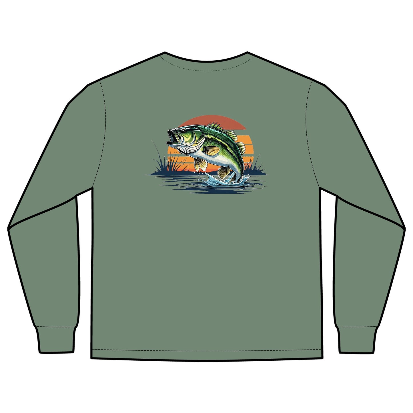 Bass Sunset Long Sleeve Pocket Tee